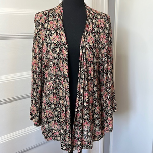 FREE‎ PEOPLE WOMENS LIGHT WEIGHT FLORAL CARDIGAN SIZE S.P 100% RAYON